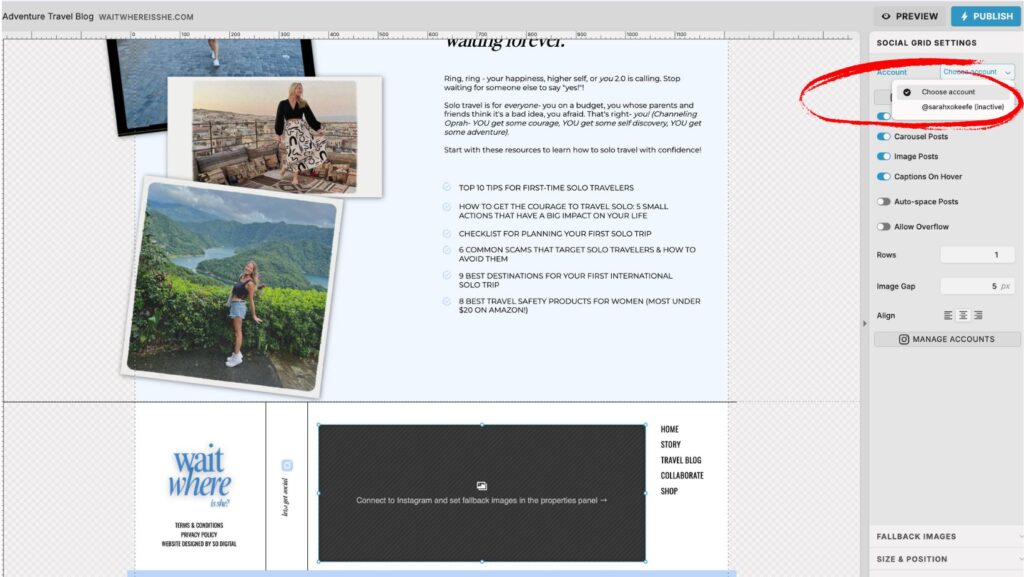 how to add Instagram feed to showit website